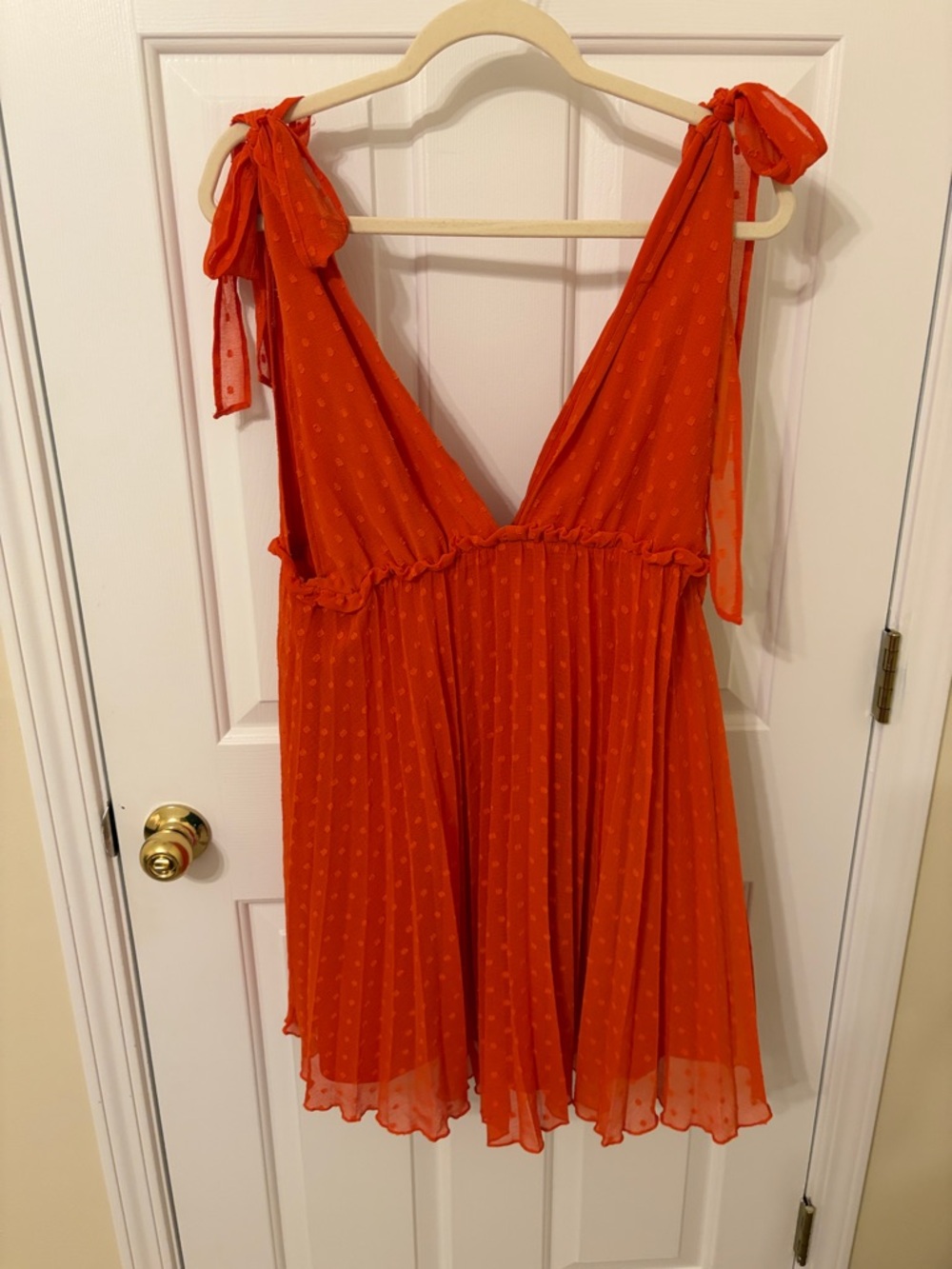 ASOS Sleeveless Tie-Shoulder Red Orange Chiffon Mini Dress, Size 8